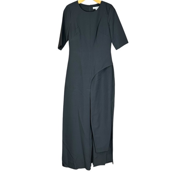 Kay Unger 8 Davina Walk Thru Jumpsuit Black Evening Stretch Crepe Skirt - Picture 2 of 13
